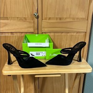 Sam Edelman Black Pointed Sling-Back Mule Heels